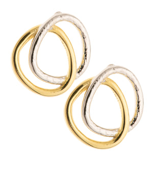 Entwined Sterling Silver & Gold Stud Earrings