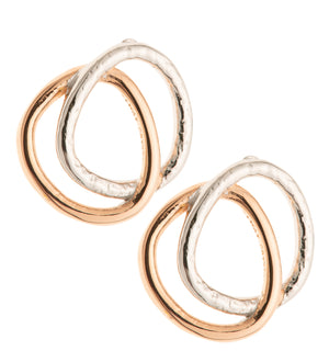 Entwined Sterling Silver & Rose Gold Stud Earrings