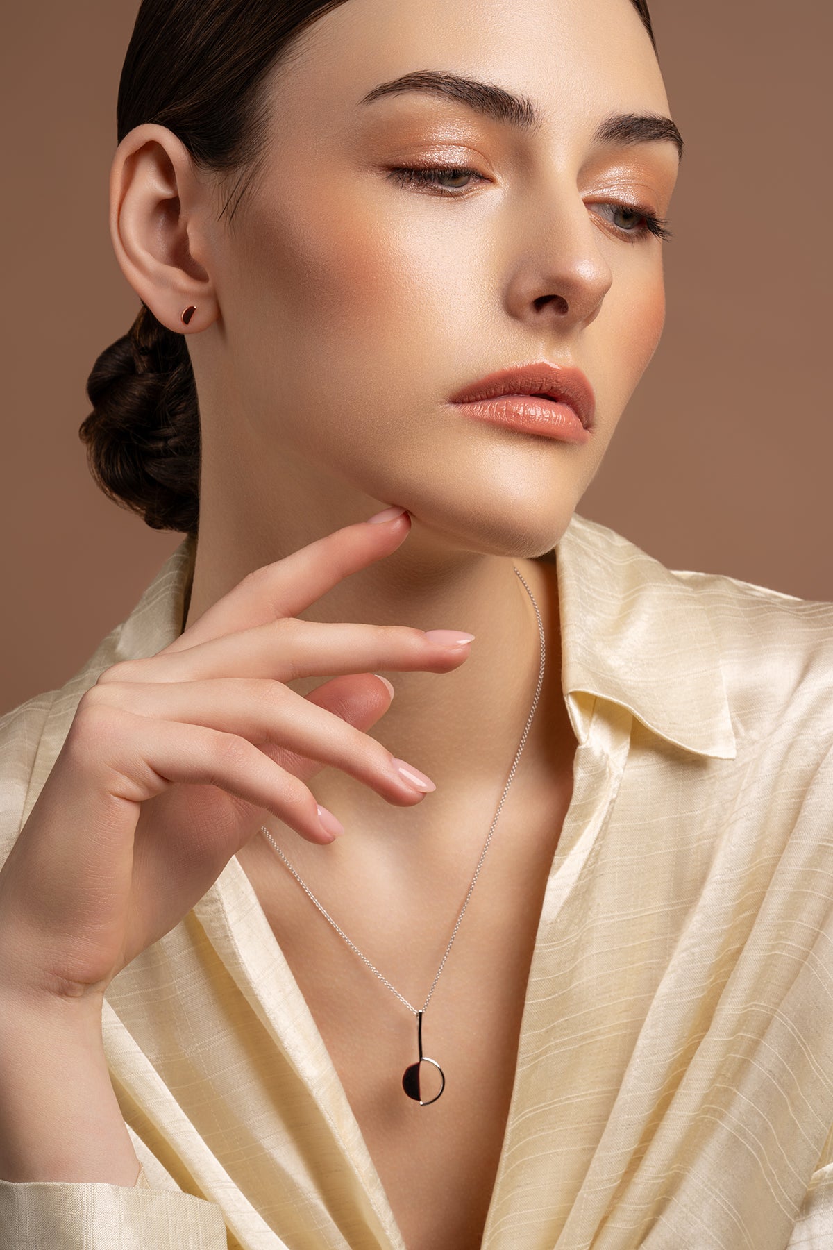 Arc Sterling Silver & Rose Gold Stud Earrings