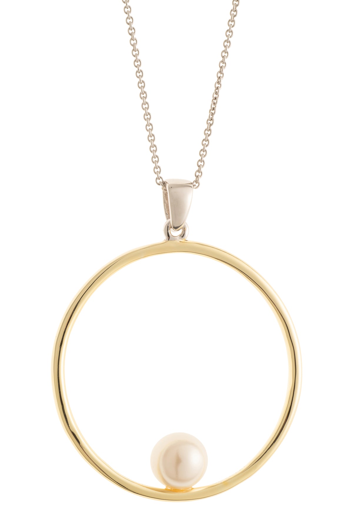 Pearl Hoop Sterling Silver & Gold Pendant
