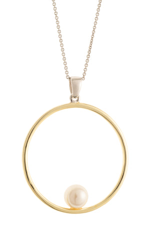 Pearl Hoop Sterling Silver & Gold Pendant