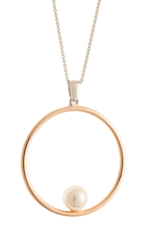 Pearl Hoop Sterling Silver & Rose Gold Pendant