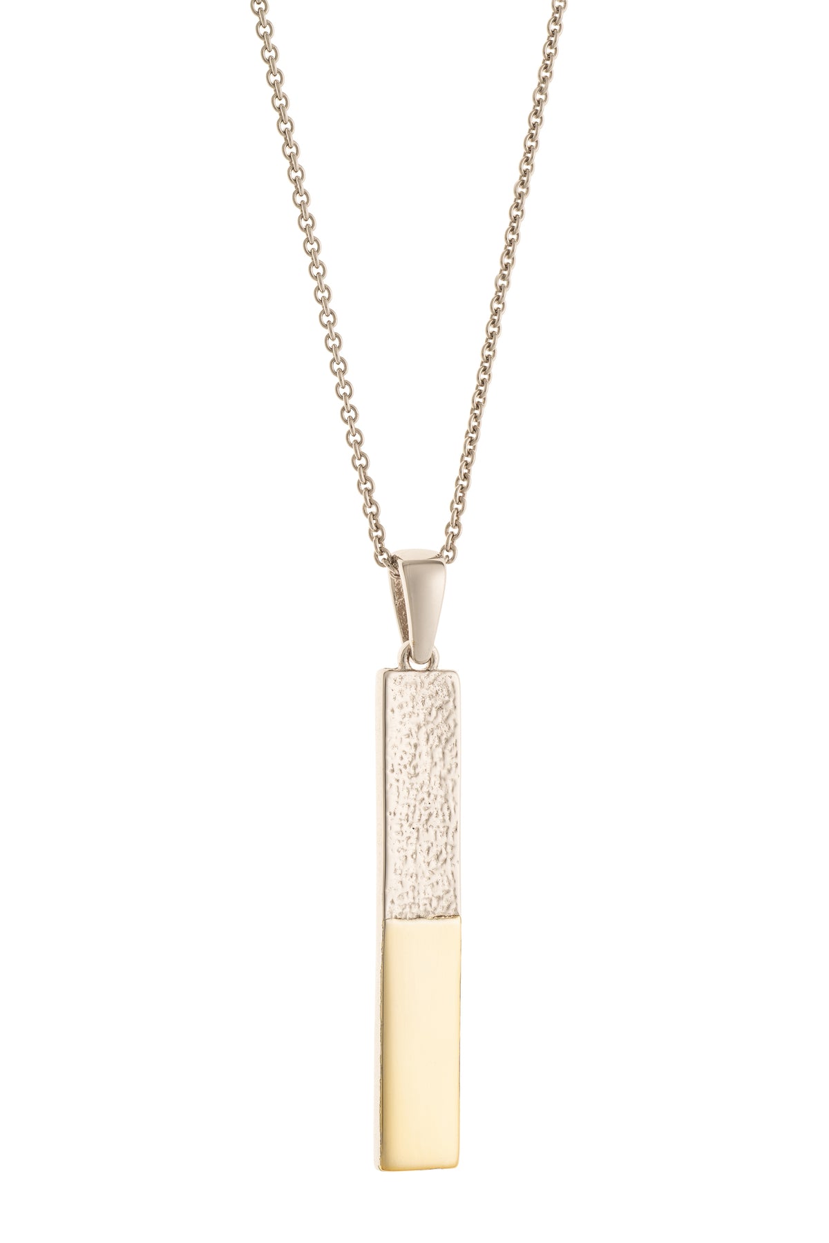 Dual Tone Bar Sterling Silver & Gold Pendant