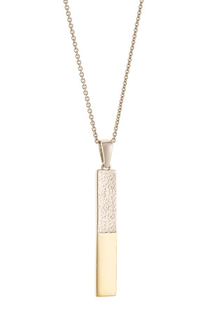 Dual Tone Bar Sterling Silver & Gold Pendant
