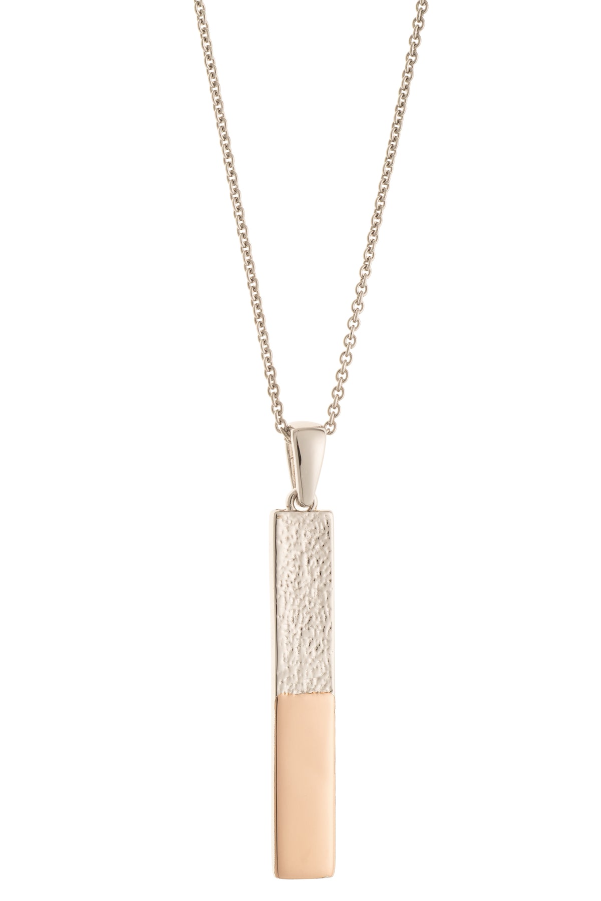 Dual Tone Bar Sterling Silver & Rose Gold Pendant