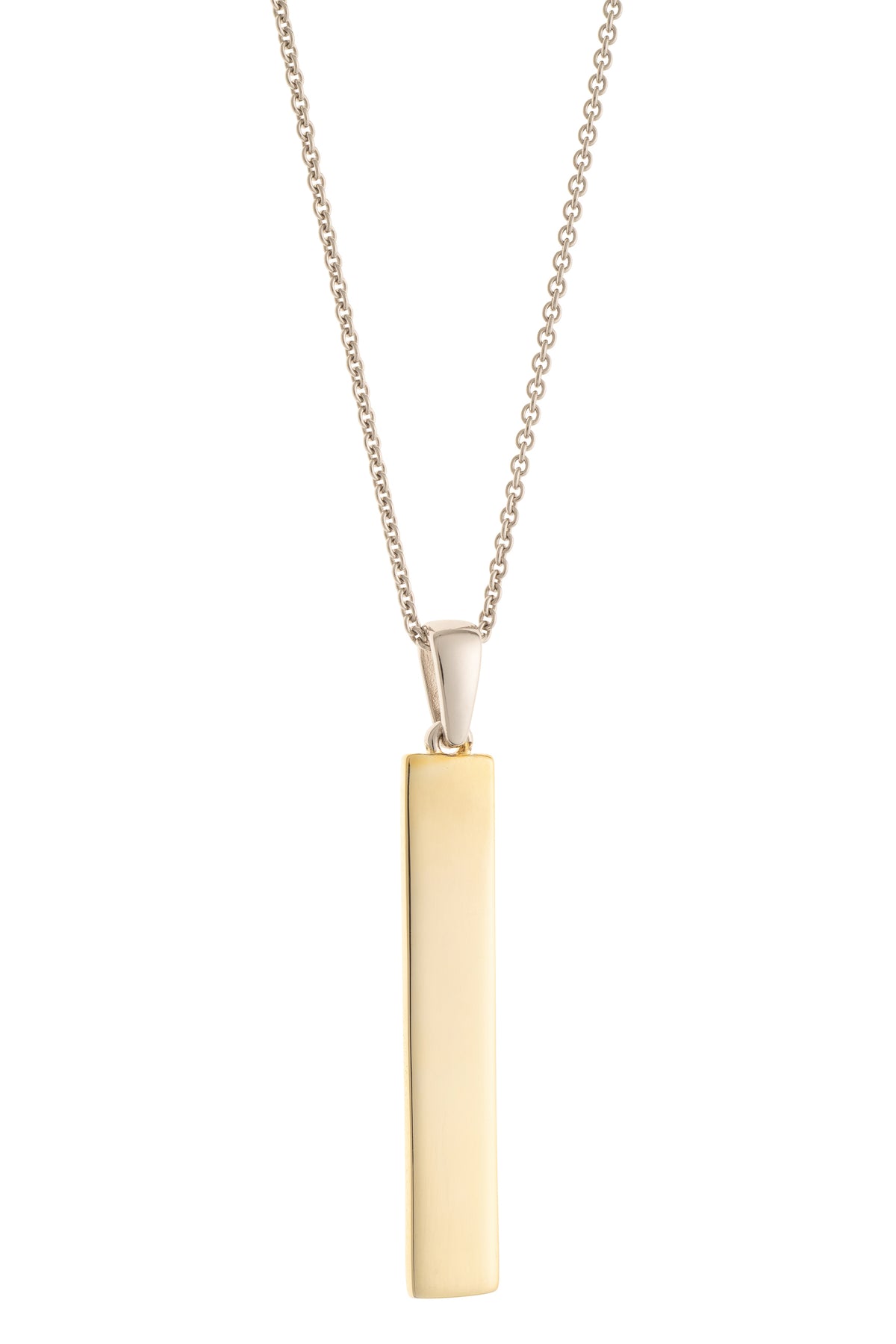 Plain Bar Sterling Silver & Gold Pendant