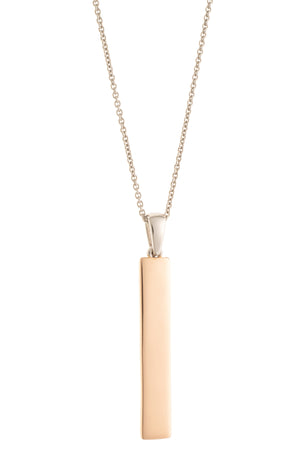 Plain Bar Sterling Silver & Rose Gold Pendant