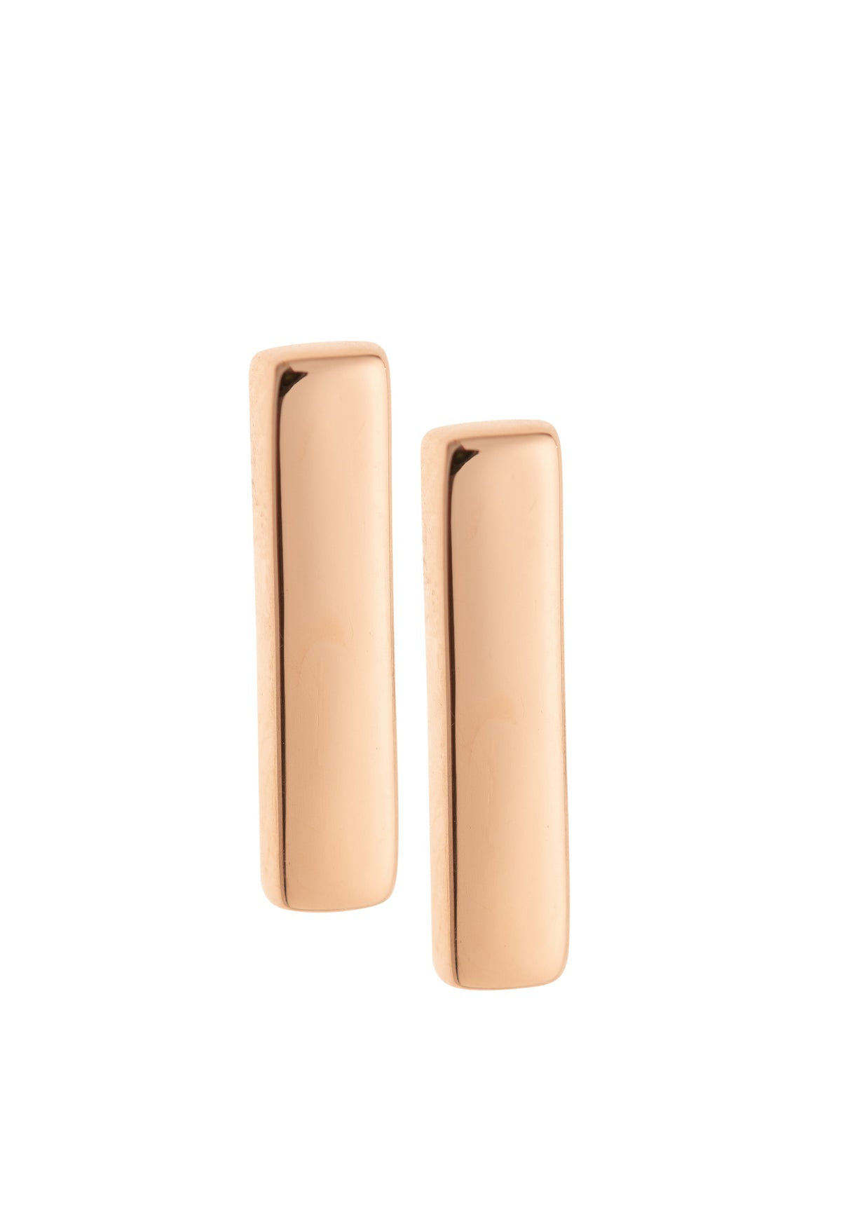Plain Bar Sterling Silver & Rose Gold Stud Earrings