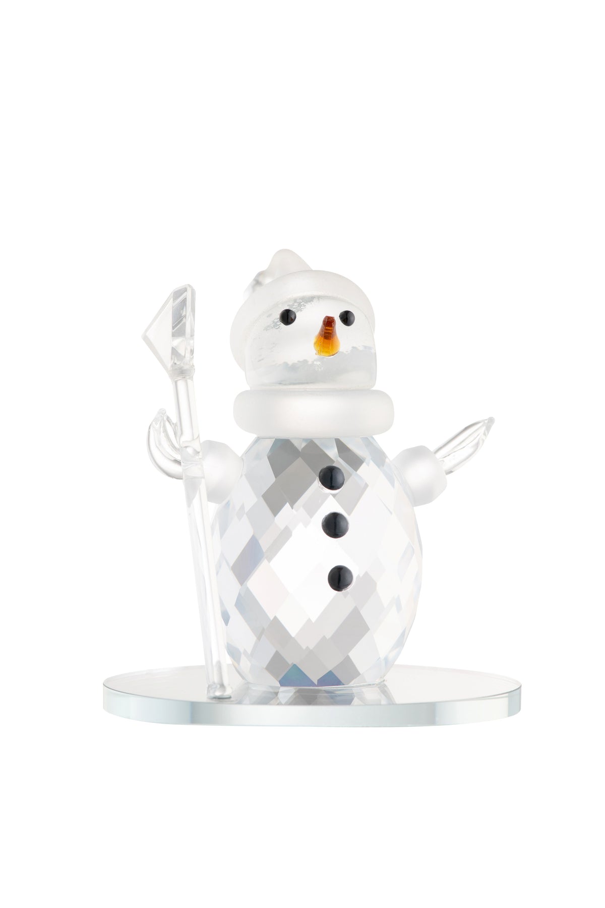 Snowman On Mirror Base Figurine
