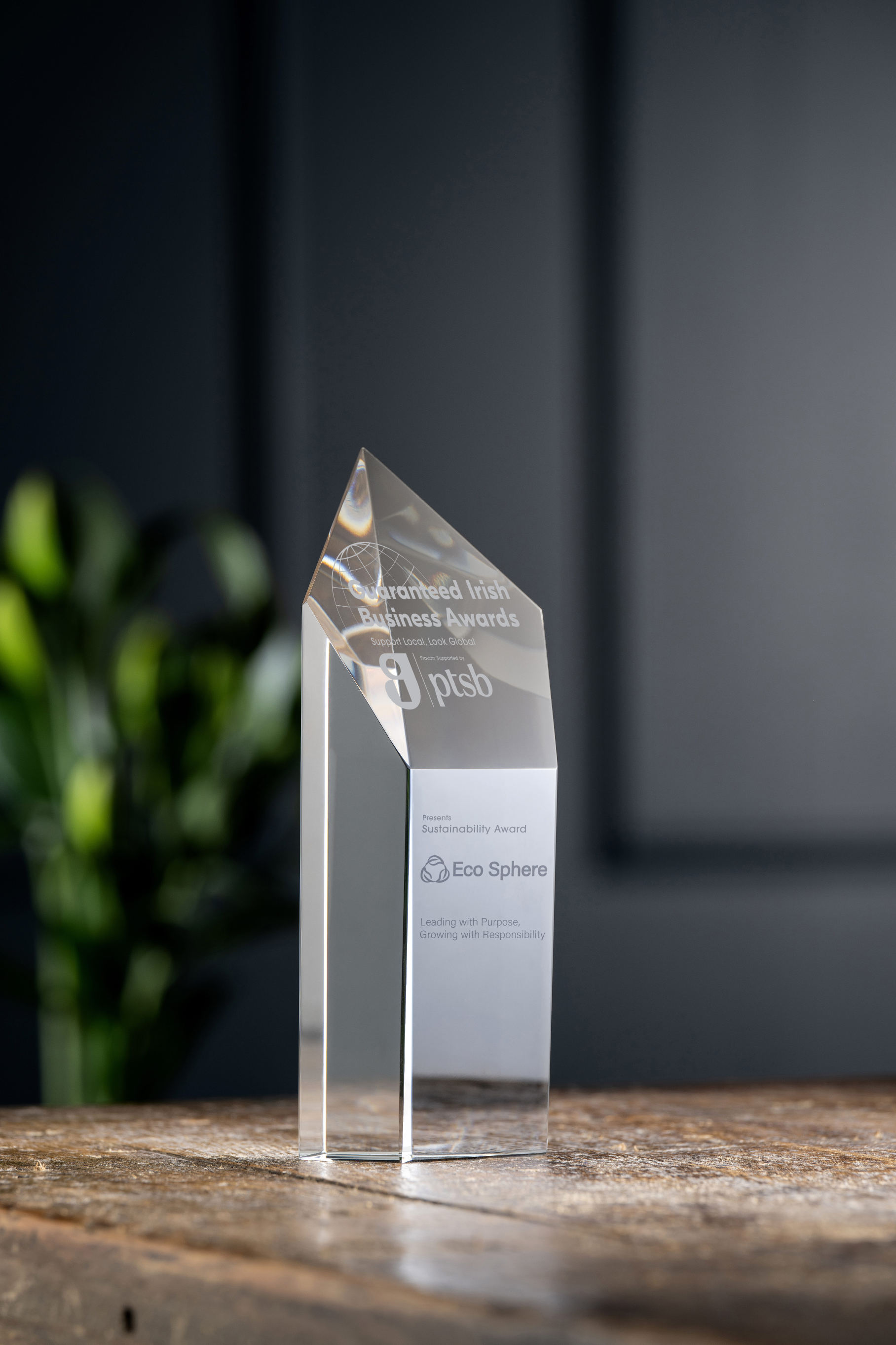 Prism Crystal Trophy Engraved