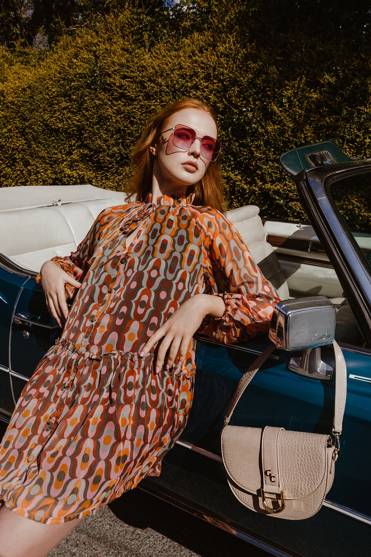 Saddle Bag Light Taupe Croc Detail