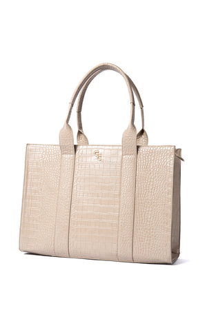 XL Tote Light Taupe Croc Detail