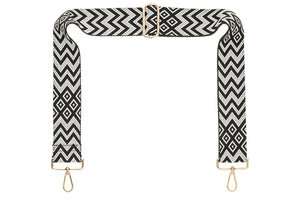 Black & White Chevron Camera Strap - Gold hardware