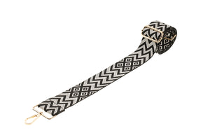 Black & White Chevron Camera Strap - Gold hardware