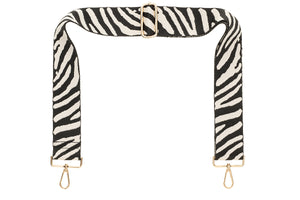 Black & White Zebra Camera Strap - Gold hardware