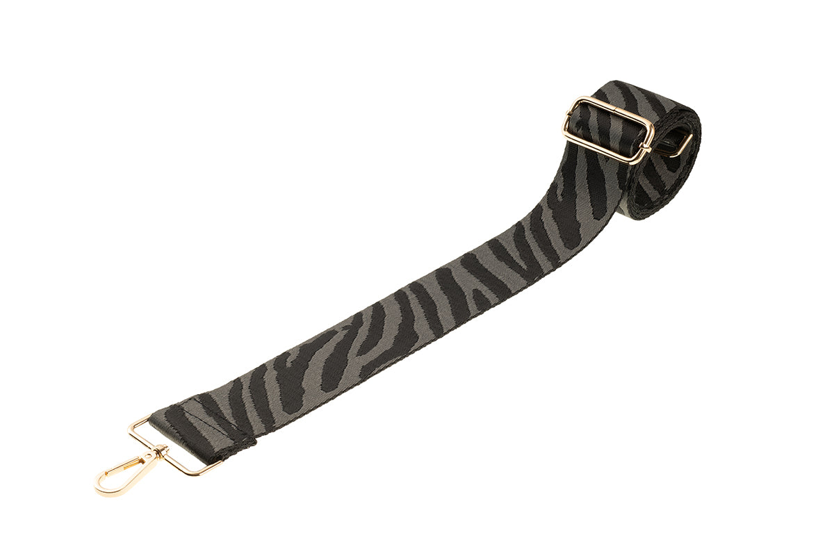 Black & Grey Zebra Camera Strap - Gold hardware