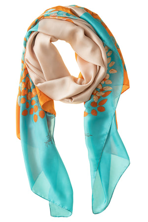 Orange & Turquoise Polyester Scarf