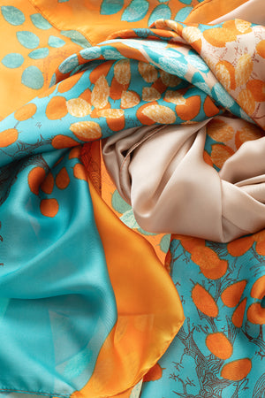 Orange & Turquoise Polyester Scarf