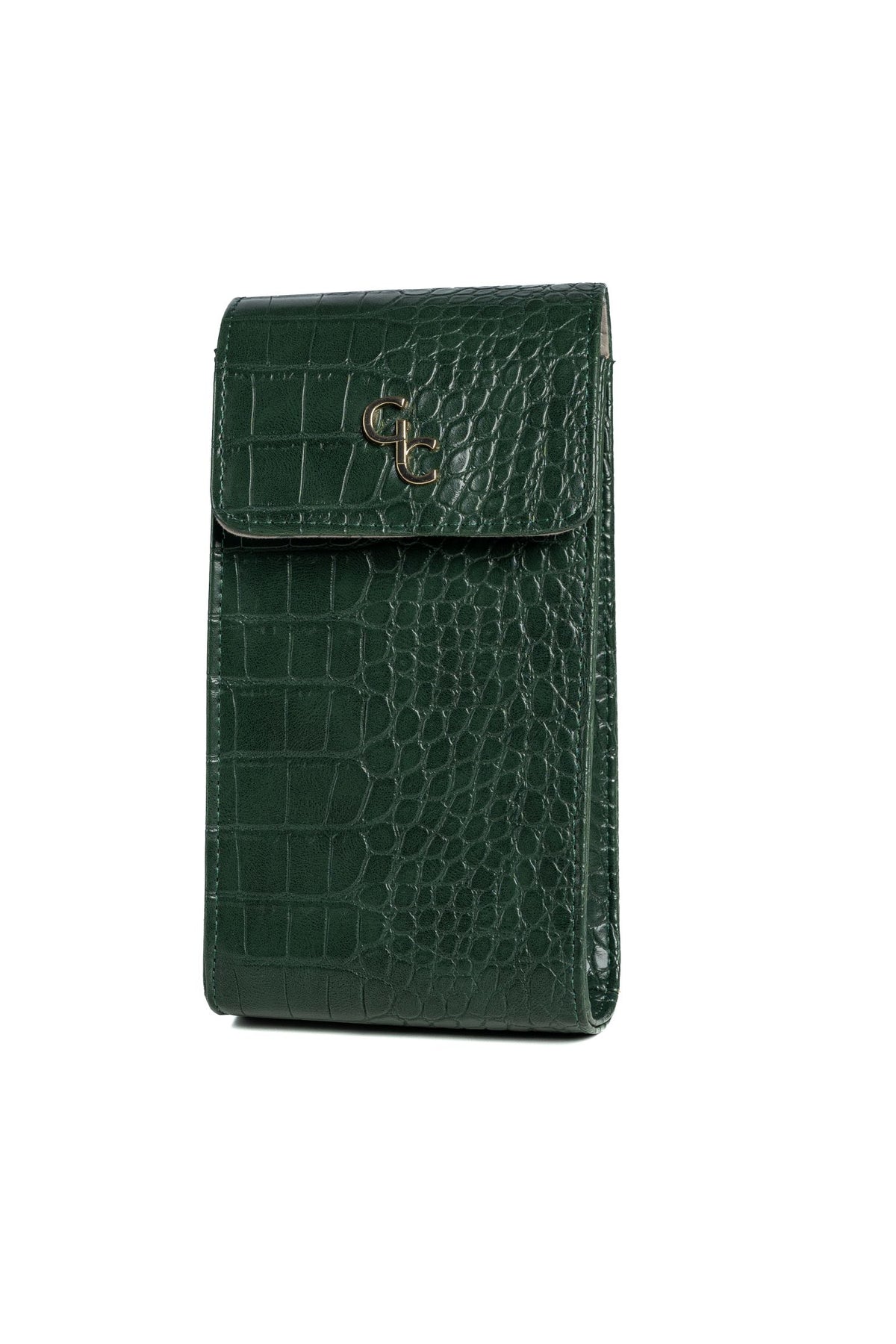 Mini Crossbody - Forest Green Croc Detail