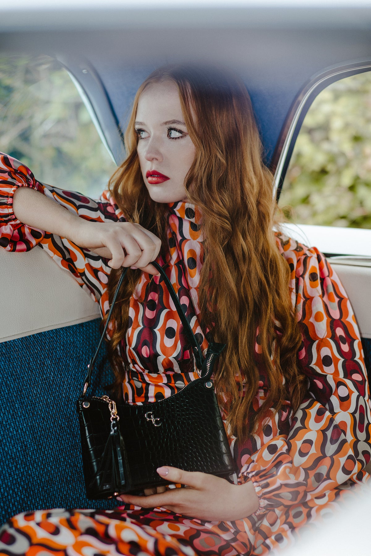 Mini Shoulder Bag Black Croc Detail