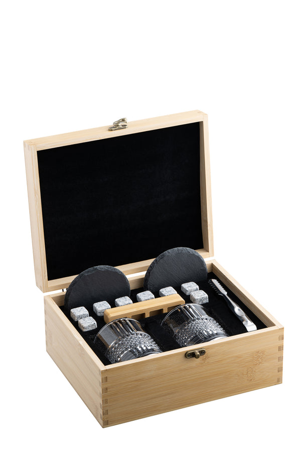 Engraved Eyre Bamboo Whiskey Box Set (Glasses or Coasters)