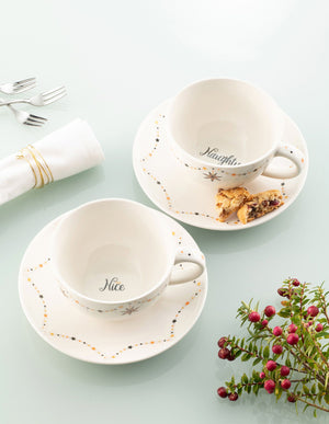 Aynsley Naughty or Nice Cappuccino Cup & Saucer