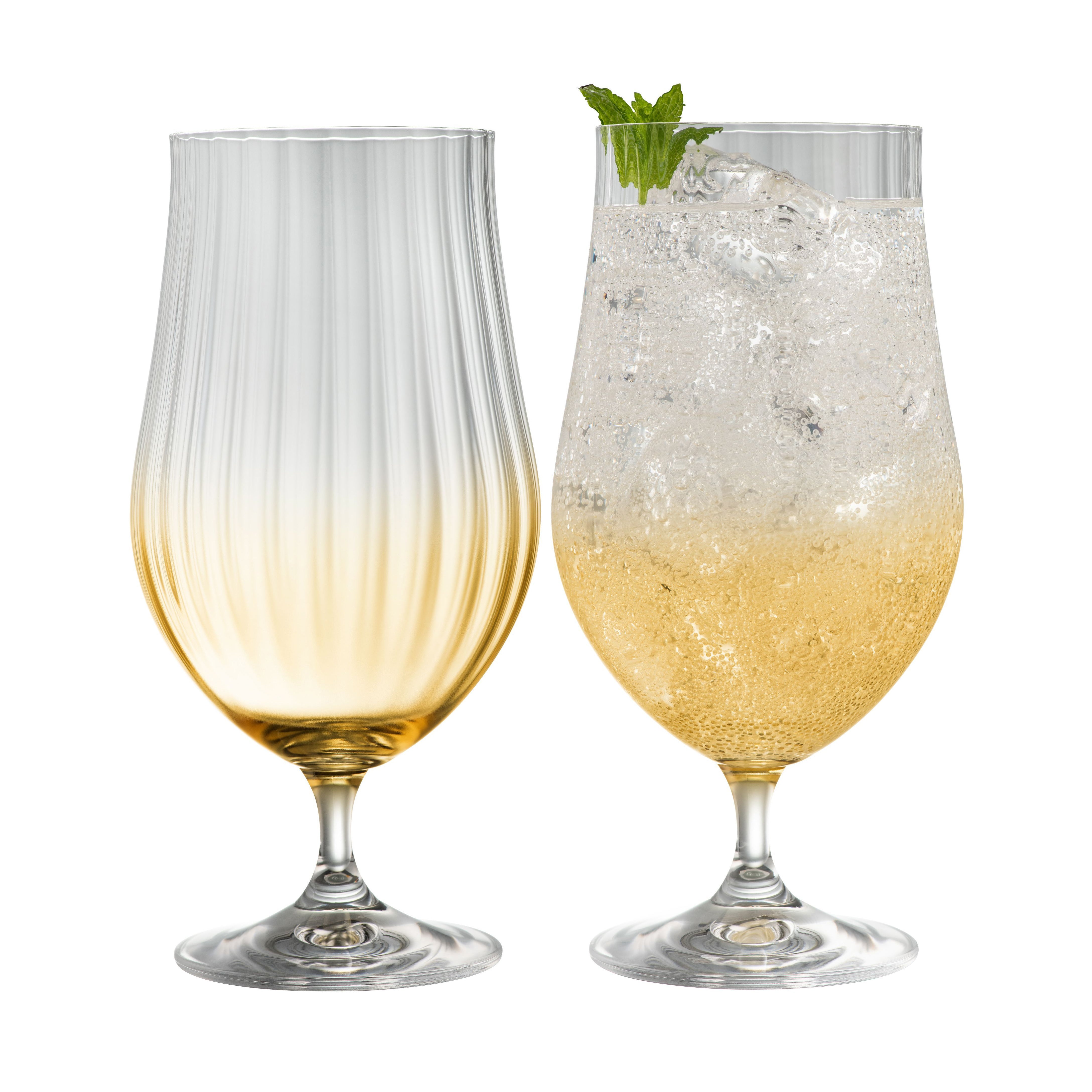 Erne Craft Beer/ Cocktail Glass Pair Amber - Galway Irish Crystal