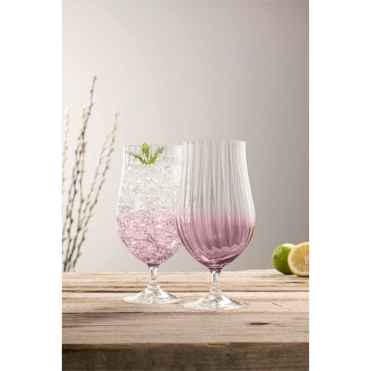 Erne Craft Beer/Cocktail Glass Pair Amethyst - Galway Irish Crystal