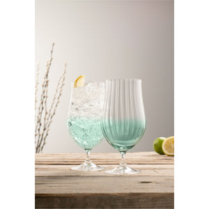 Erne Craft Beer/ Cocktail Glass Pair Aqua - Galway Irish Crystal