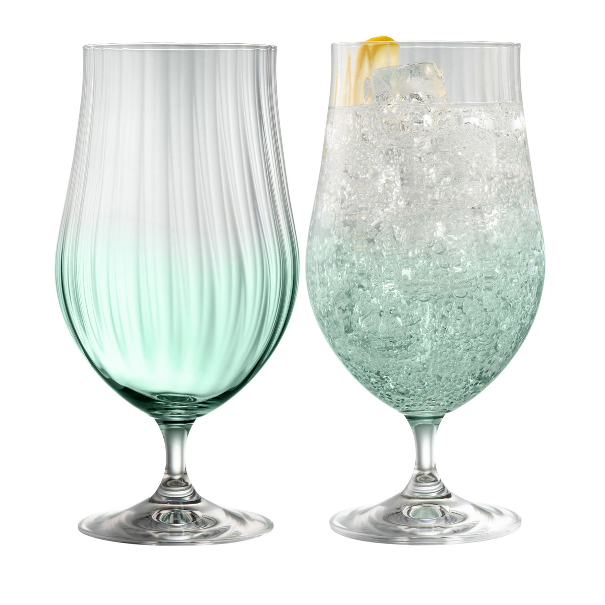 Erne Craft Beer/ Cocktail Glass Pair Aqua Galway Irish Crystal