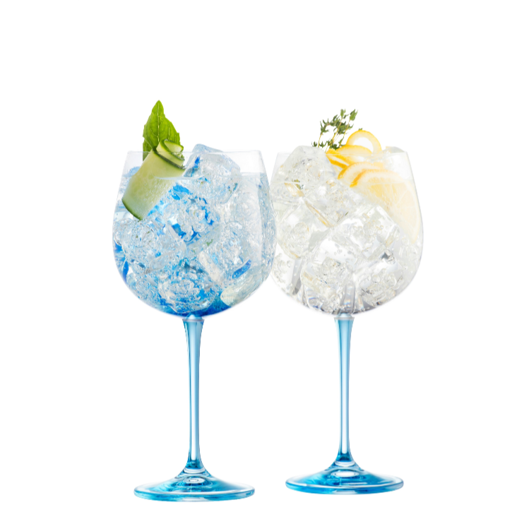 Engraved Gin & Tonic Glass Pair - Blue - Galway Irish Crystal