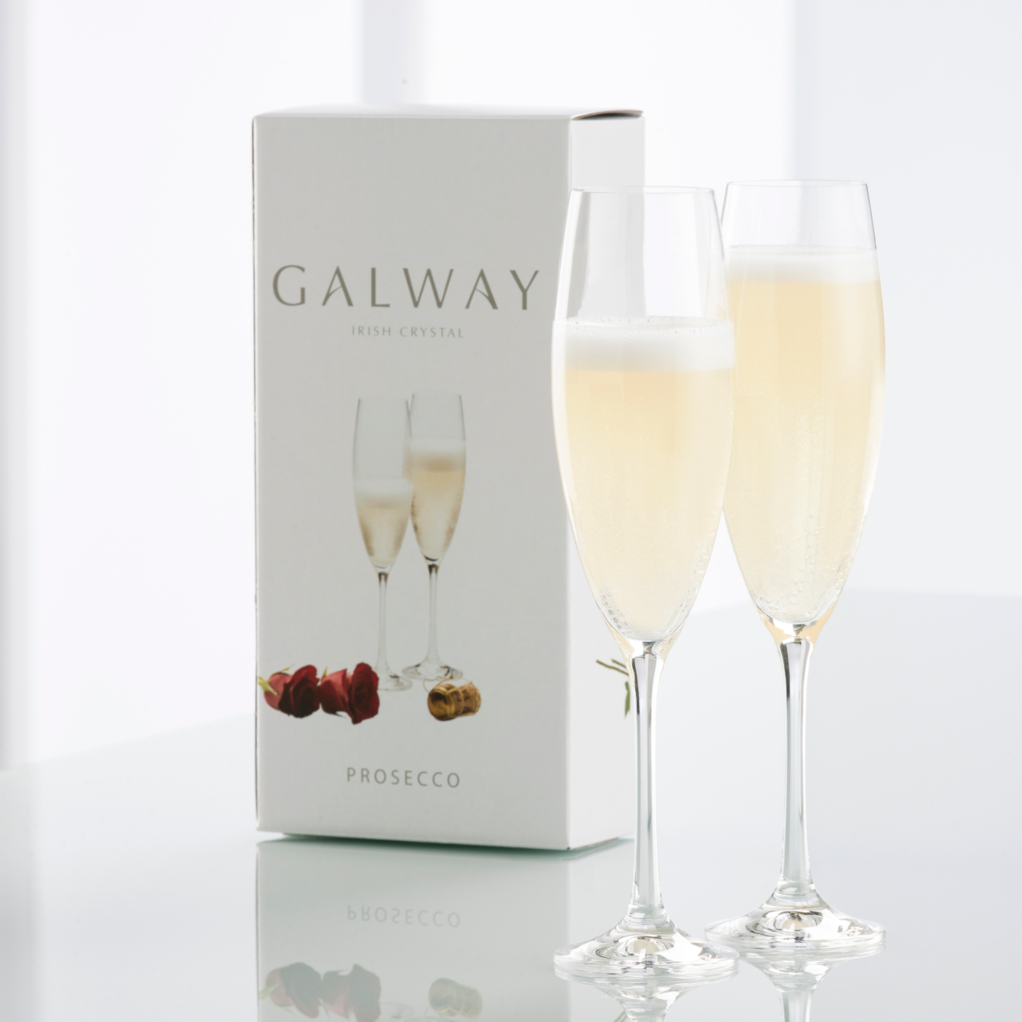 Elegance Champagne/ Prosecco Glass Pair - Galway Irish Crystal