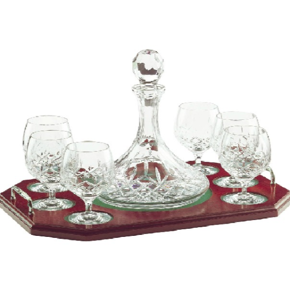 Engraved Longford Brandy Decanter Tray Set - Galway Irish Crystal