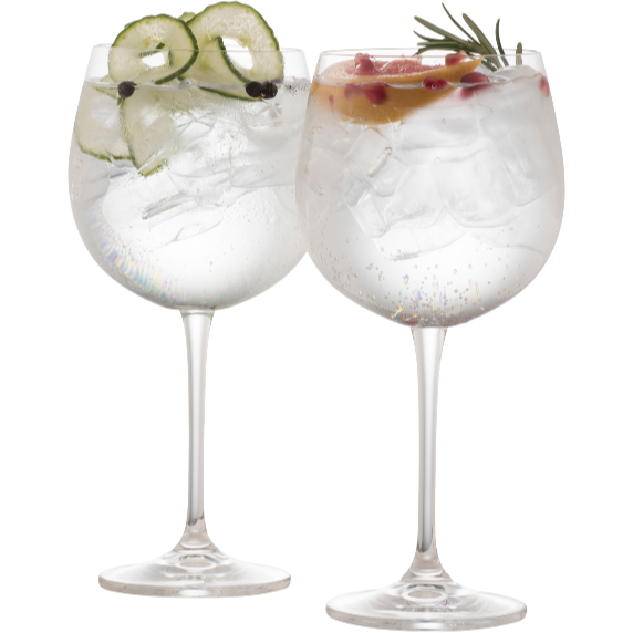 Engraved Elegance Gin & Tonic Glass Pair - Galway Irish Crystal