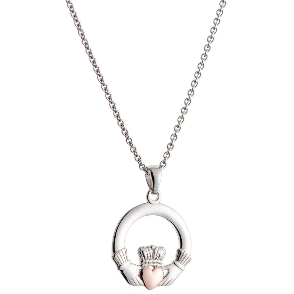 Rose gold claddagh deals necklace