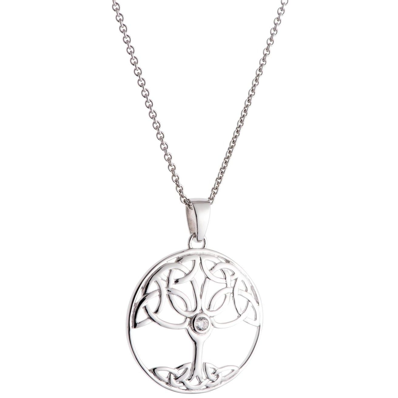 Crystal Tree Of Life Sterling Silver Pendant Galway Irish Crystal