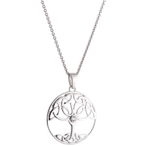 Crystal Tree Of Life Sterling Silver Pendant - Galway Irish Crystal