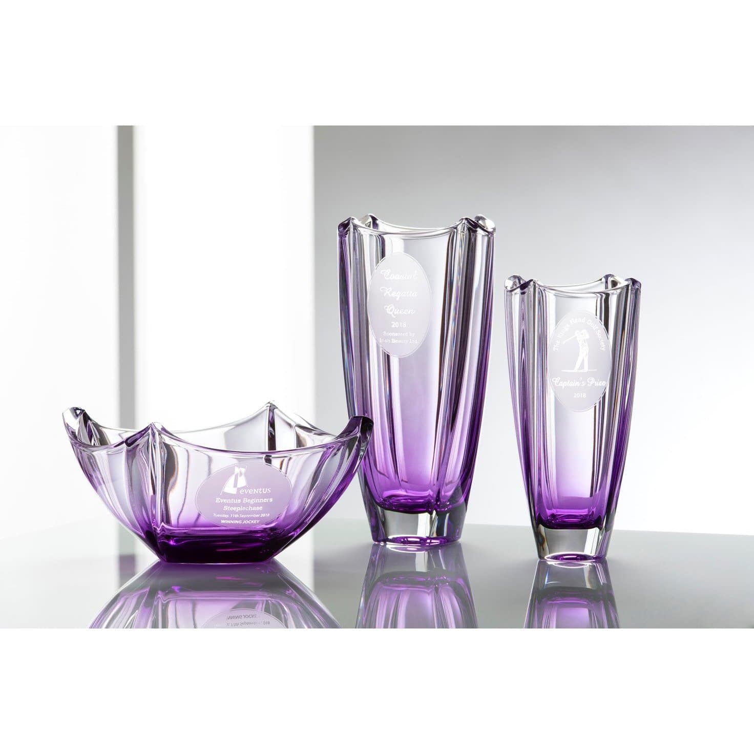 Engraved Amethyst Dune 10" Bowl - Galway Irish Crystal