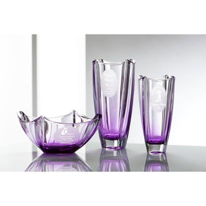 Engraved Amethyst Dune 12" Square Vase - Galway Irish Crystal