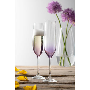 Erne Champagne Flute Glass Pair Amethyst - Galway Irish Crystal