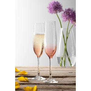Erne Champagne Flute Glass Pair Blush - Galway Irish Crystal