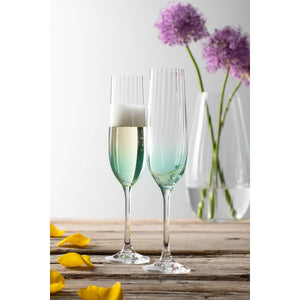 Erne Champagne Flute Glass Pair Aqua - Galway Irish Crystal