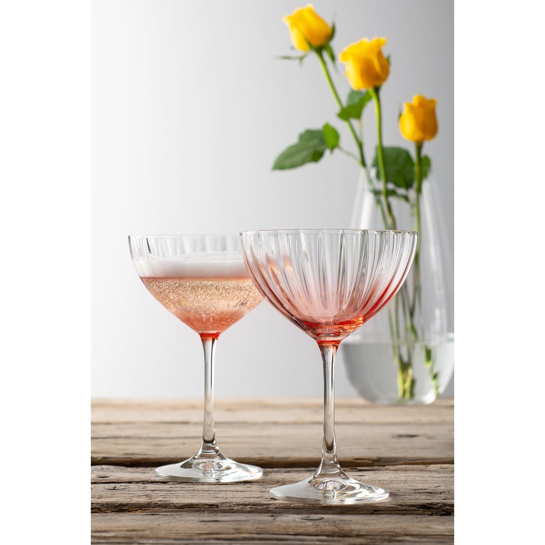 Erne Champagne Saucer Glass Pair Blush - Galway Irish Crystal