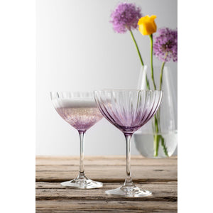 Erne Saucer Champagne Glass Pair Amethyst - Galway Irish Crystal