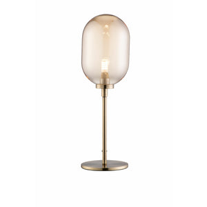 Amber Glass & Brass Stem Lamp - Galway Irish Crystal