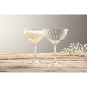 Erne Saucer Champagne Glass Pair - Galway Irish Crystal