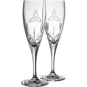 Trinity Knot Flute Glass Pair - Galway Irish Crystal