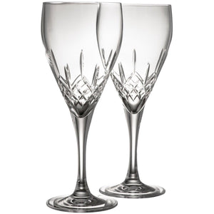 Engraved Longford White Wine Glass Pair - Galway Irish Crystal