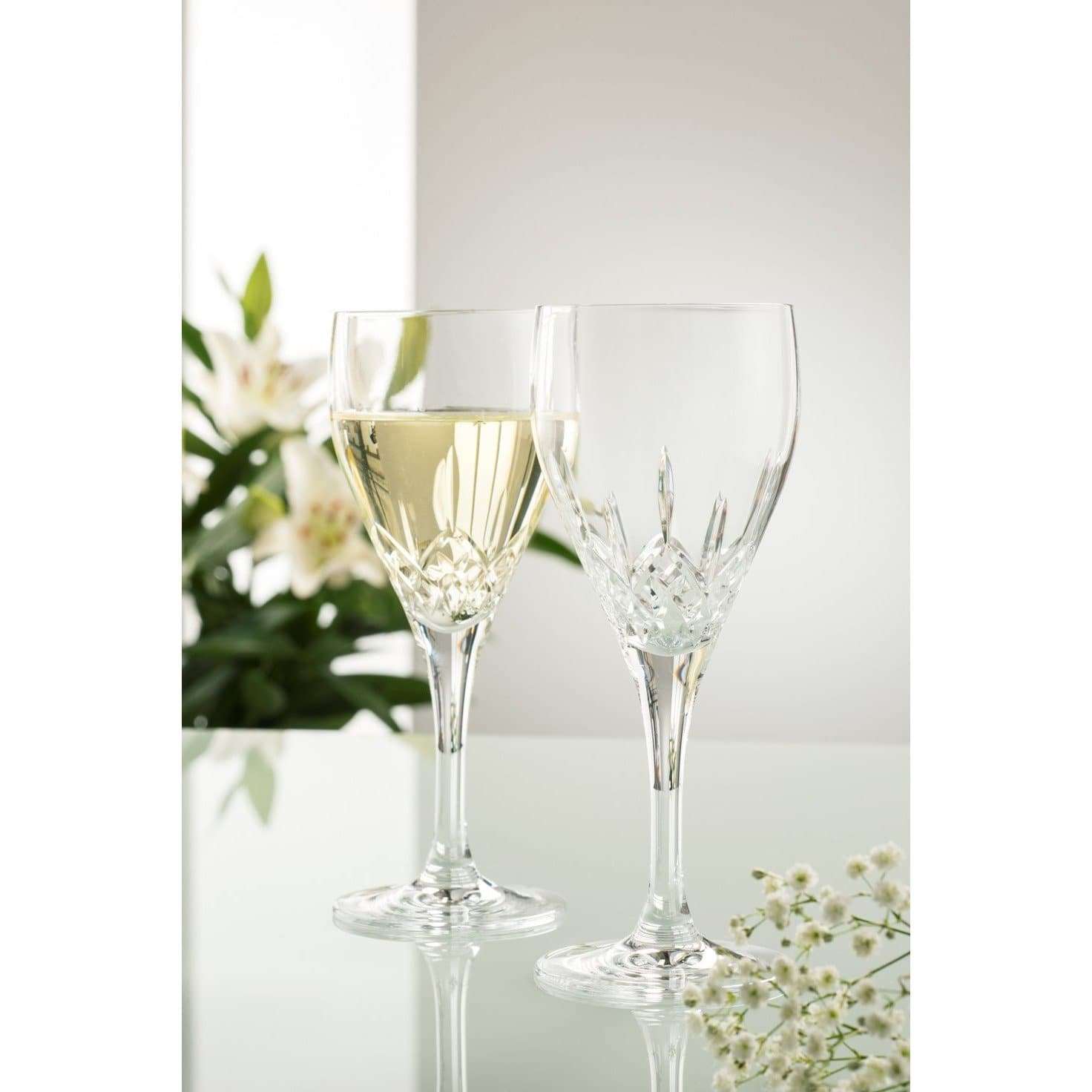 Longford White Wine Glass Pair - Galway Irish Crystal