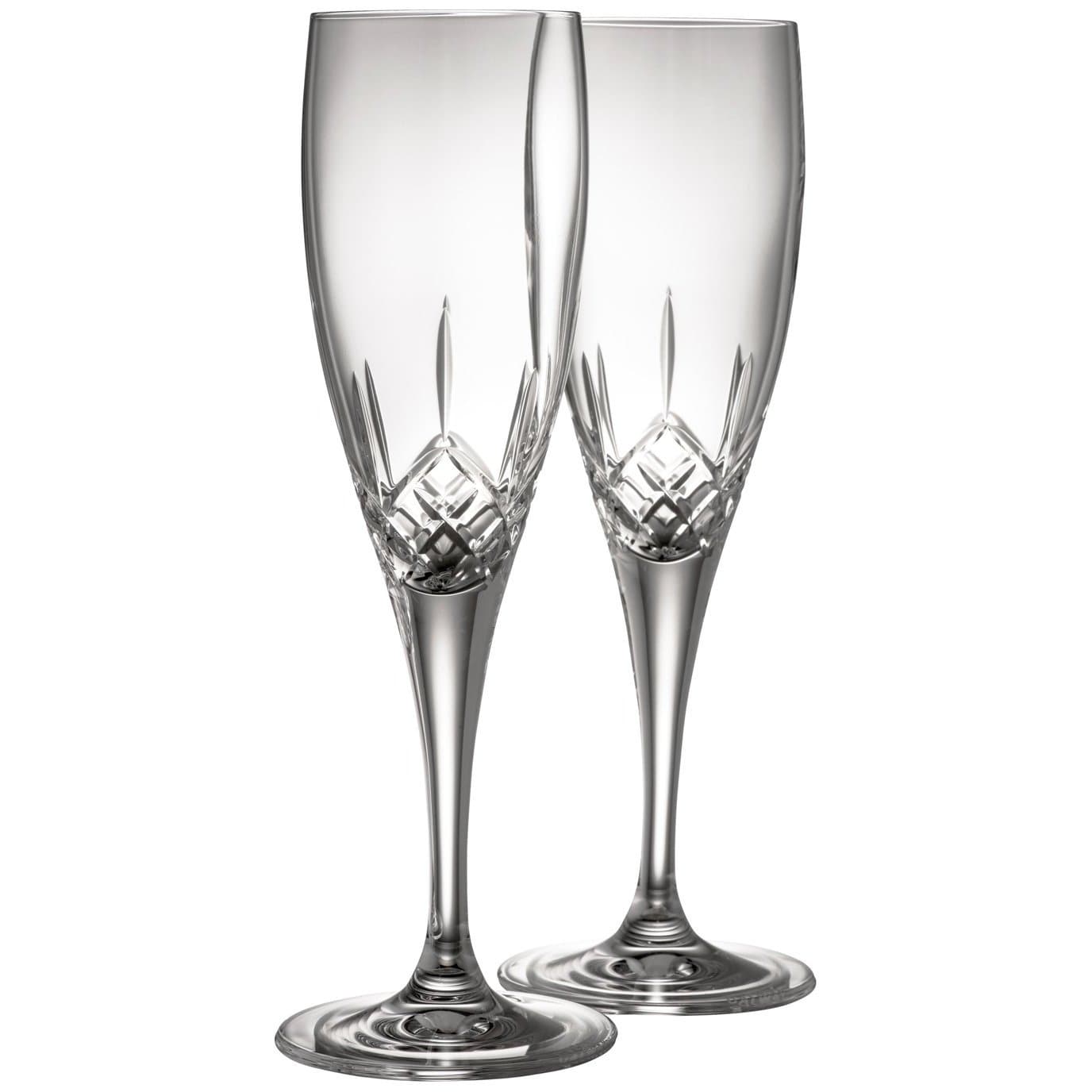 Engraved Longford Flute Glass Pair - Galway Irish Crystal